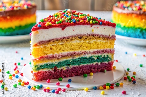 Delightful holiday dessert: Layered sprinkle cake recipe photography; festive and vibrant images for your celebration.