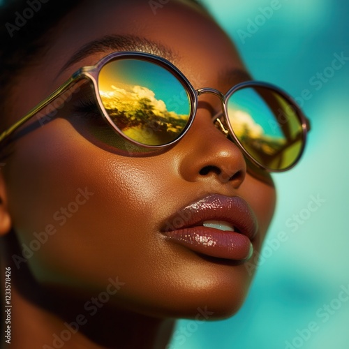 Portrait of a woman in stylish sunglasses. photo