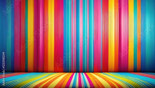 Vibrant Colorful Studio Backdrop Striped Candylike Design, Ideal for Photography and Graphic Design Projects photo