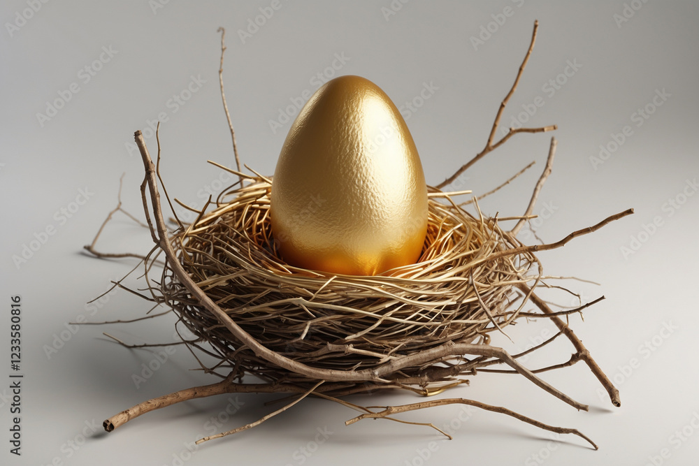 Fototapeta premium Golden easter egg isolated