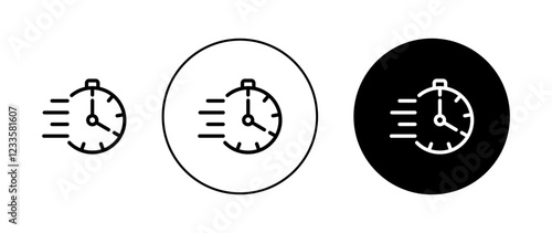 Fast time icons set in black and blue colors on white background