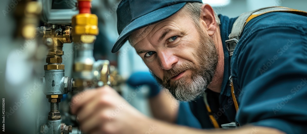 Expert Plumbers at Work: Closeup with Ample Copy Space for Commercial or Editorial Use Expert Plumbers at Work: Closeup with Ample Copy Space for Commercial or Editorial Use