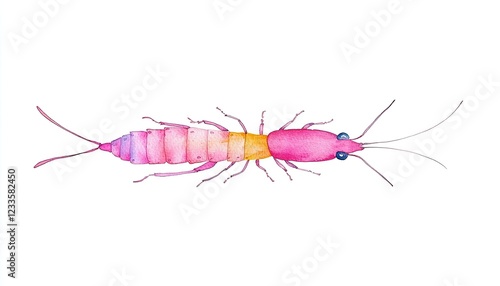 Colorful watercolor illustration of a shrimp showcasing its vibrant hues and delicate features photo