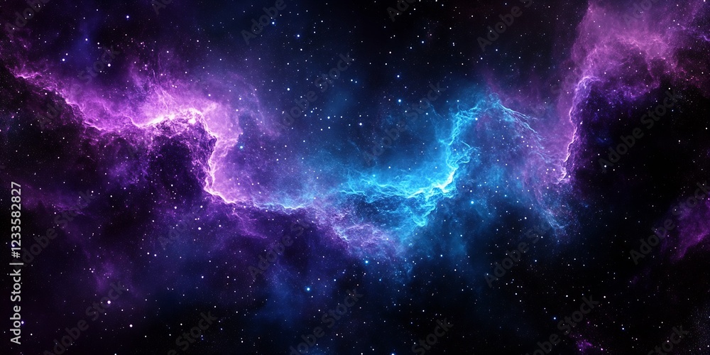 Obraz premium Colorful Cosmic Clouds and Starlit Sky with Pink and Blue Nebula : Generative AI