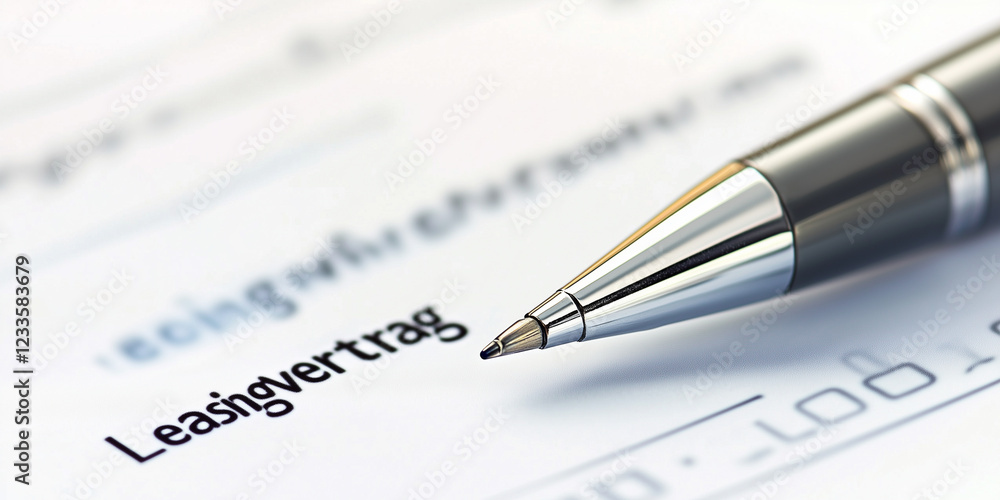 Leasingertrag der zur Unterschrift ist. Kugelschreiber liegt auf dem Tisch. Vertrag - Leasing - Unterschrift - Autoleasing Leasingertrag der zur Unterschrift ist. Kugelschreiber liegt auf dem Tisch. Vertrag - Leasing - Unterschrift - Autoleasing