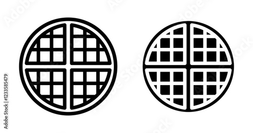 Waffle icons set in black and blue colors on white background