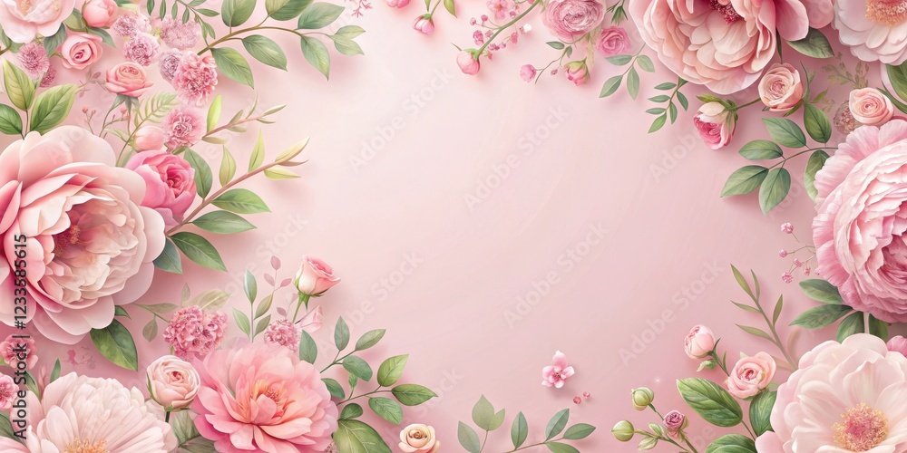 Fototapeta Soft pink floral wallpaper, pink pastel background