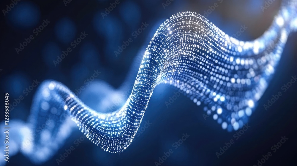 Abstract blue wave data flow, technology background, digital concept Abstract blue wave data flow, technology background, digital concept