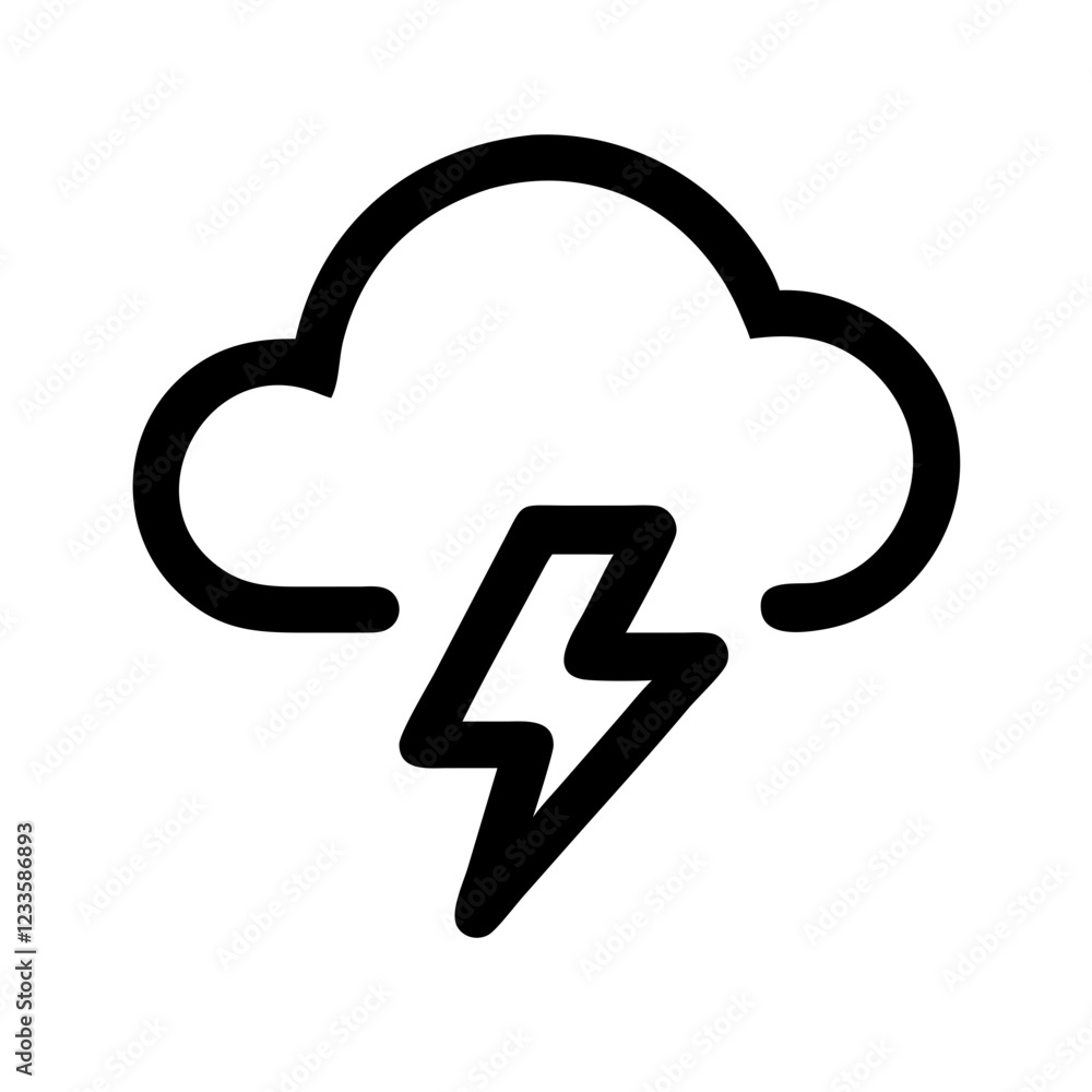 Lightning Bolt and Cloud Vector Icon – Storm and Energy Symbol Lightning Bolt and Cloud Vector Icon – Storm and Energy Symbol