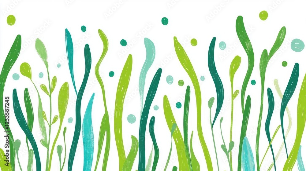 whimsical cartoon grass patterns seamless vector design varied shades of green playful minimalist style on clean white background whimsical cartoon grass patterns seamless vector design varied shades of green playful minimalist style on clean white background