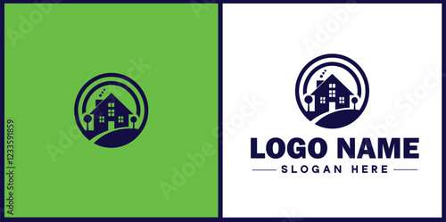 Property Management icon Estate management Real estate management Property administration flat logo sign symbol editable vector