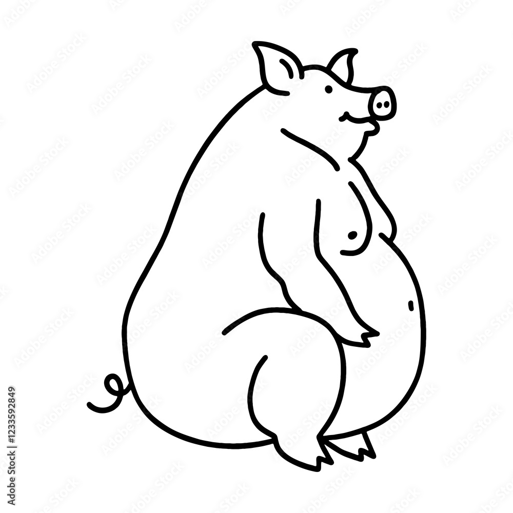 丸々と太っただらしない体型の豚のキャラクターの手描き線画イラスト 透過背景の切り抜き
丸々と太っただらしない体型の豚のキャラクターの手描き線画イラスト 透過背景の切り抜き
