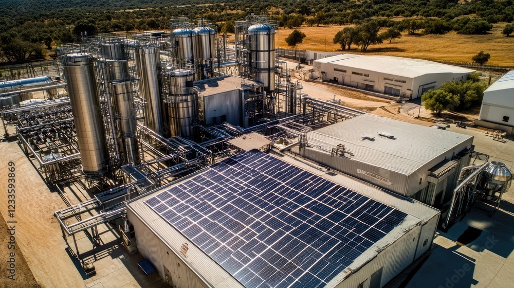 Fototapeta premium A solar-powered food processing plant reducing its carbon footprint.