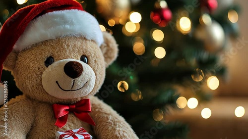 Wallpaper Mural cuddly teddy bear wearing Santa hat with Christmas gift box	
 Torontodigital.ca