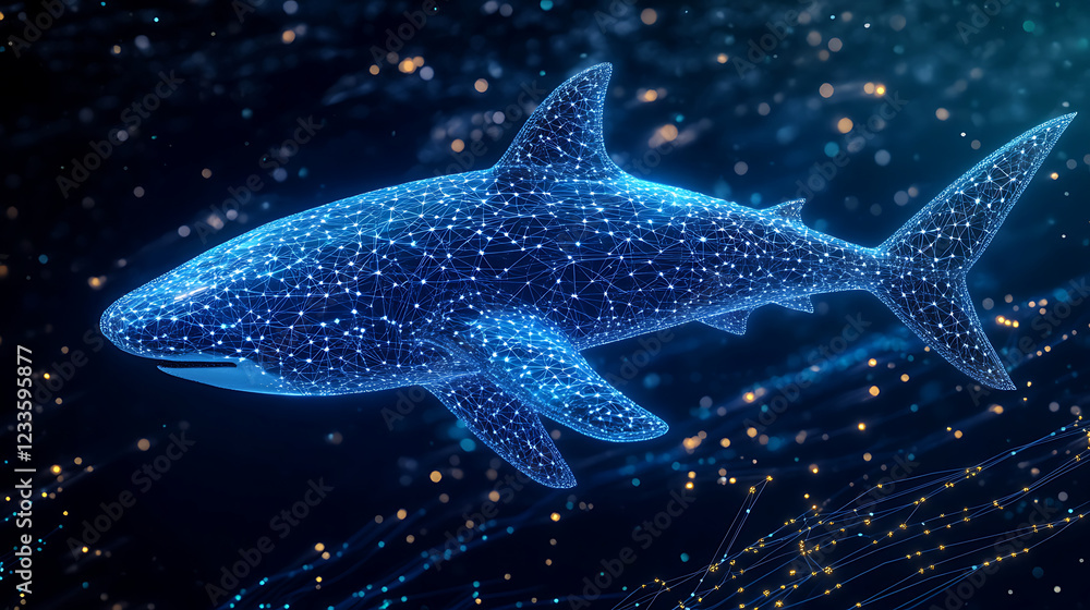 Fototapeta premium Glowing Shark Abstract Digital Art