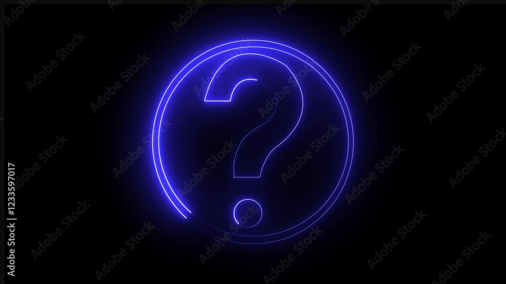 Glowing neon question mark - Vertical energy blue alphabet letter animation Glowing neon question mark - Vertical energy blue alphabet letter animation