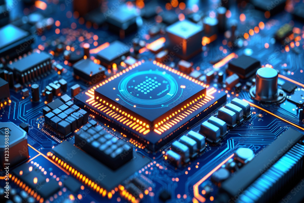 Circuits Board Macro with Intricate Electronic Component Circuits Board Macro with Intricate Electronic Component