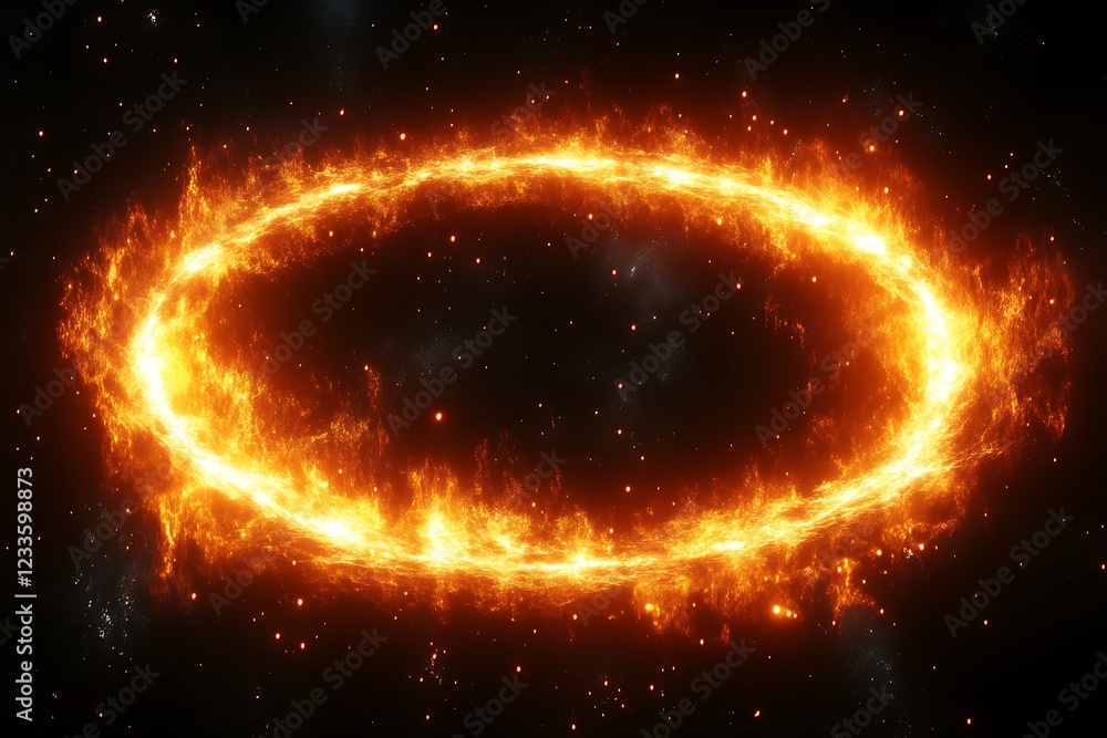Obraz premium Fiery Ring Encircles Dark Cosmic Space