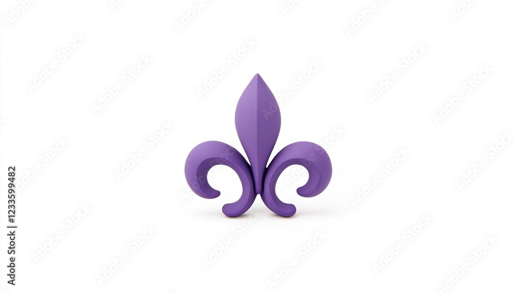 A vibrant purple fleur-de-lis symbol on a clean white background, ideal for design projects A vibrant purple fleur-de-lis symbol on a clean white background, ideal for design projects