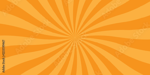 Abstract orange vector summer ray sunburst hot sunrise wallpaper background. starburst vintage explosion cartoon, banner, template desgin.	
