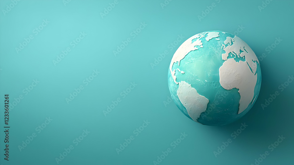 Global Sustainability Earth on Teal Background Global Sustainability Earth on Teal Background