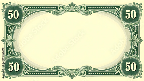 Currency design vintage banknote template 50 dollar