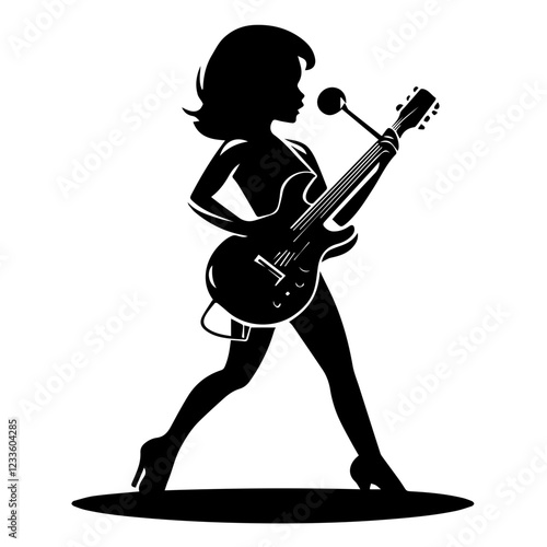 Musical Talent Silhouette: Playing Guitar, Piano, and More