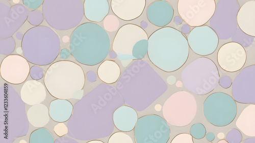 Pastel Dreamscape: A delicate and dreamy background pattern featuring overlapping pastel circles in soft shades of pink, purple, blue, and beige, creating a visually captivating and soothing design.