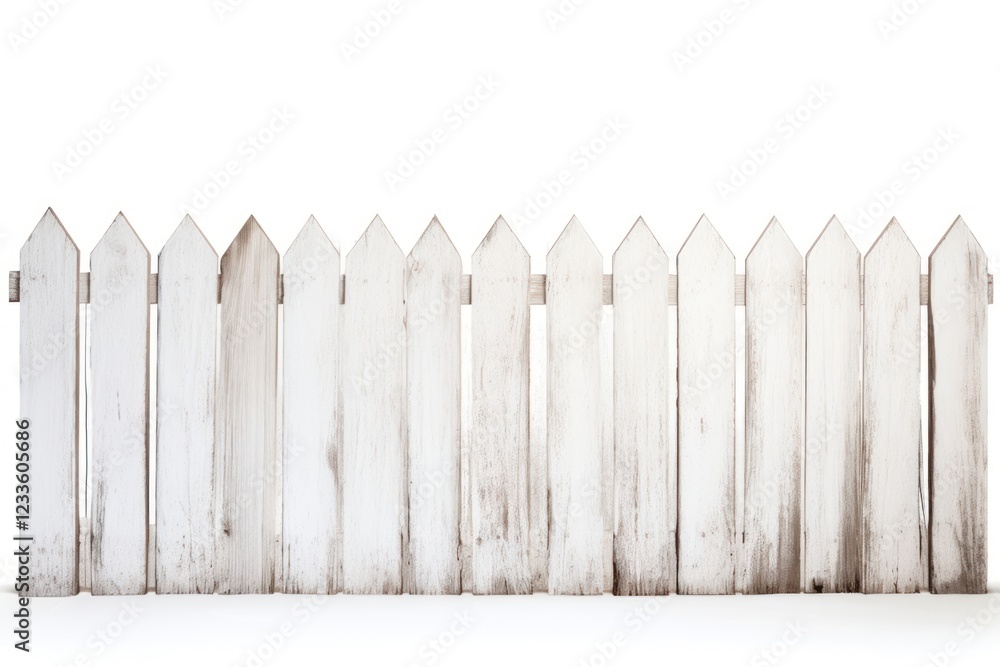 Fototapeta premium Old white wooden fence backgrounds outdoors gate.
