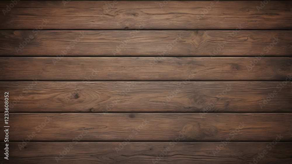 Fototapeta premium Dark Brown Wood Texture: Rich, dark brown wood planks arranged horizontally, creating a rustic and textured background ideal for design projects.