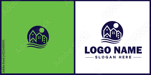 Property Management icon Estate management Real estate management Property administration flat logo sign symbol editable vector