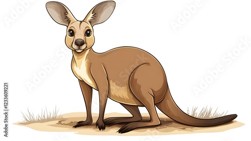 Kangaroo cartoon on white background