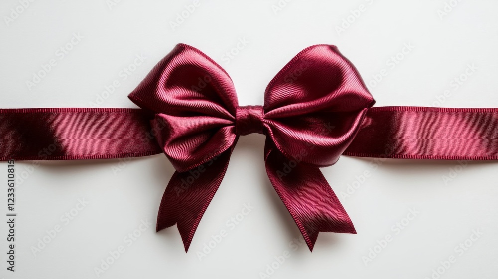 Fototapeta premium Elegant Maroon Ribbon Bow on White Background