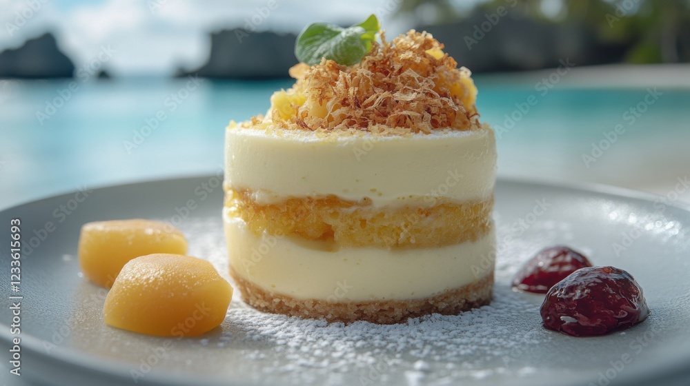 Layered dessert by the pool, a delightful treat for a sunny day. Layered dessert by the pool, a delightful treat for a sunny day.
