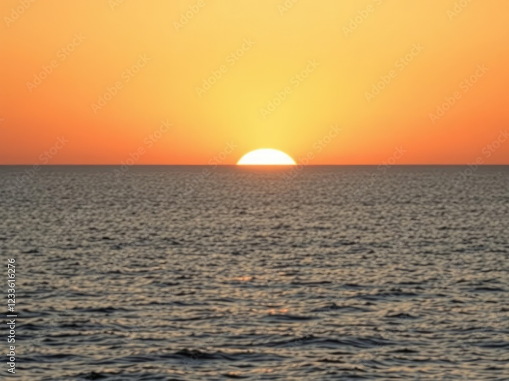 Soft golden light slowly spreads across the horizon as a serene sunrise rises above the calm sea, ocean waves, stunning view, horizon line Soft golden light slowly spreads across the horizon as a serene sunrise rises above the calm sea, ocean waves, stunning view, horizon line