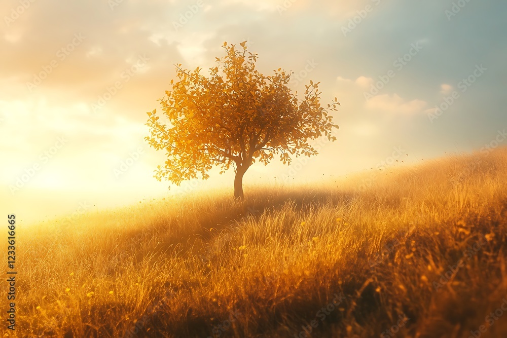 Fototapeta premium a single apple tree