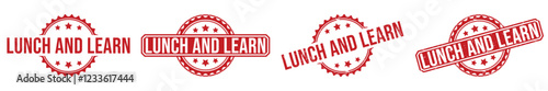 LUNCH AND LEARN red rubber stamp vector design.