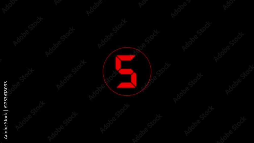 5 seconds timer animation with hold frame circle round . digital number countdown animation,on black background. 4k video 5 seconds timer animation with hold frame circle round . digital number countdown animation,on black background. 4k video