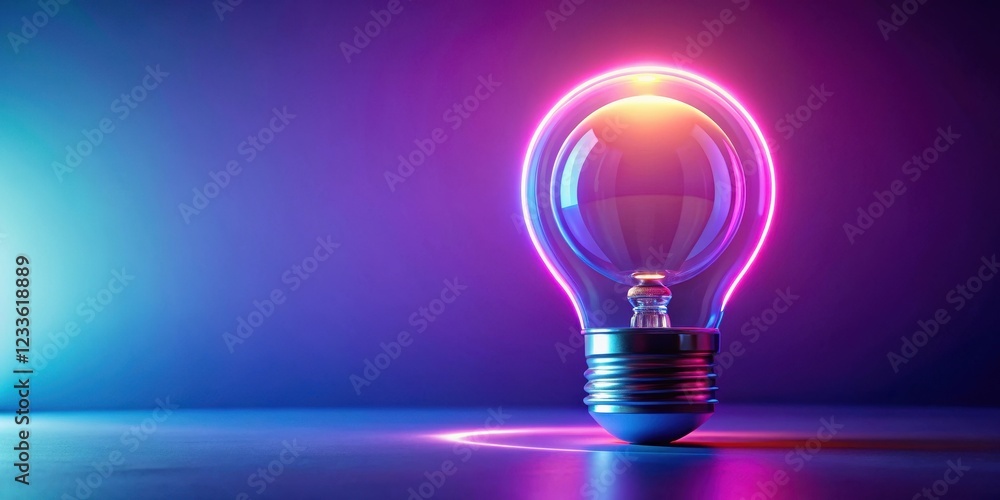 A futuristic light bulb with a unique curved shape and a glowing blue interior, surrounded by a halo of soft purple light, on a minimalist background , sleek, design A futuristic light bulb with a unique curved shape and a glowing blue interior, surrounded by a halo of soft purple light, on a minimalist background , sleek, design