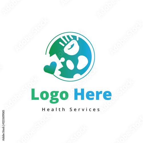 Colorful mental health or counselling based logo for medical field vector illustration with dummy text on white background.