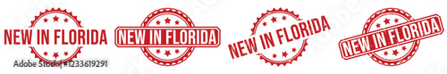 NEW IN FLORIDA red rubber stamp vector design.