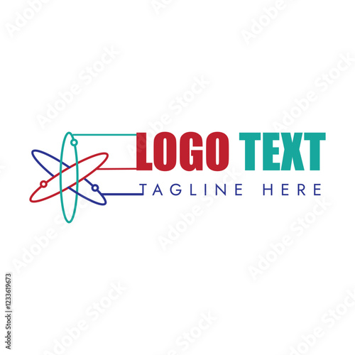 Quantum Physics or Chemistry or Science Logo based on broken particles and graphics vector illustration with dummy text on white background.