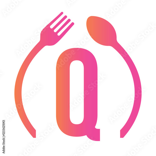 Initial Letter Q Restaurant Logo Design Concept With Spoon and Fork Symbol Vector Template