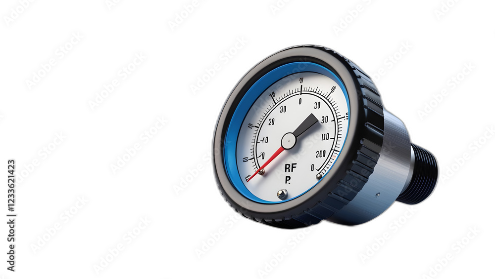 A highly detailed realistic illustration of a pressure neumatic meter A highly detailed realistic illustration of a pressure neumatic meter