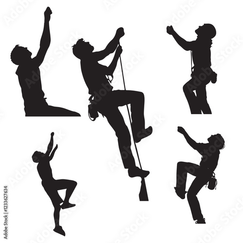 Silhouettes of Climbers Ascending and Descending