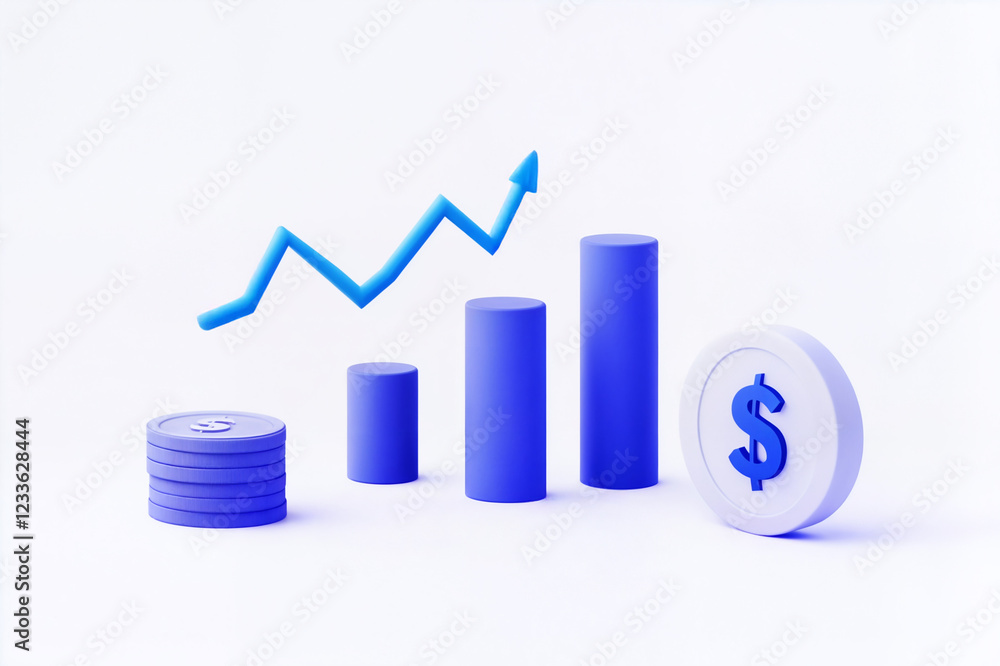 Profit Growth Chart with Dollar Sign/収益成長を示すグラフとドルマーク Profit Growth Chart with Dollar Sign/収益成長を示すグラフとドルマーク