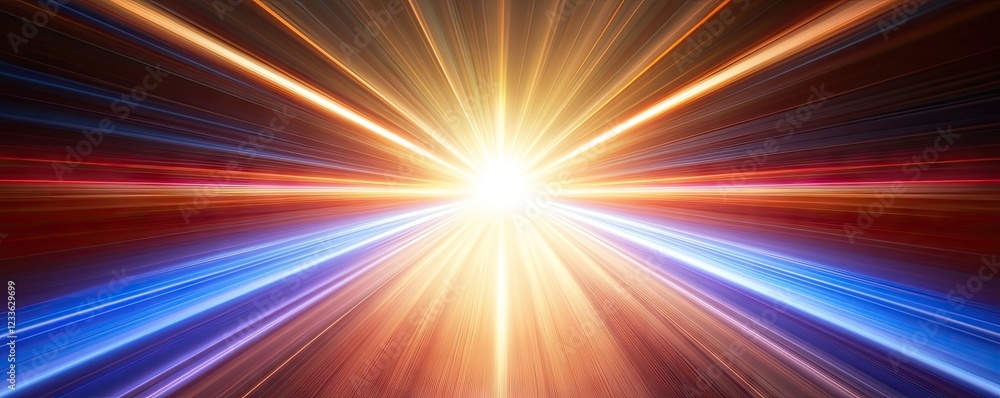 Obraz premium Bright light speed, cosmic rays, energy burst, future technology, abstract background