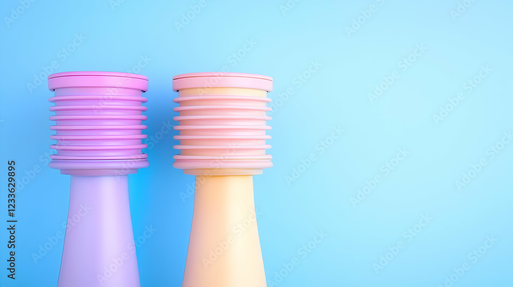 Pastel towers on blue background; design concept Pastel towers on blue background; design concept