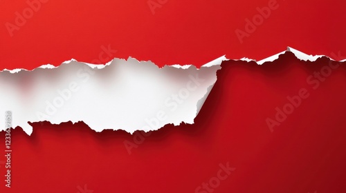 Wallpaper Mural Red paper torn revealing white background space Torontodigital.ca