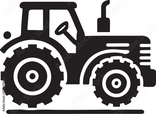 Simple Tractor Silhouette Icon Vector Art photo